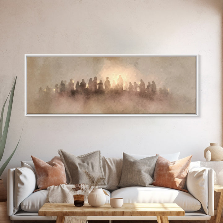 Gathered In Light – Framed Canvas Print – Christian Wall Art – Panoramic Art – Christian Christmas Art – Christian Canvas – Christian Gift