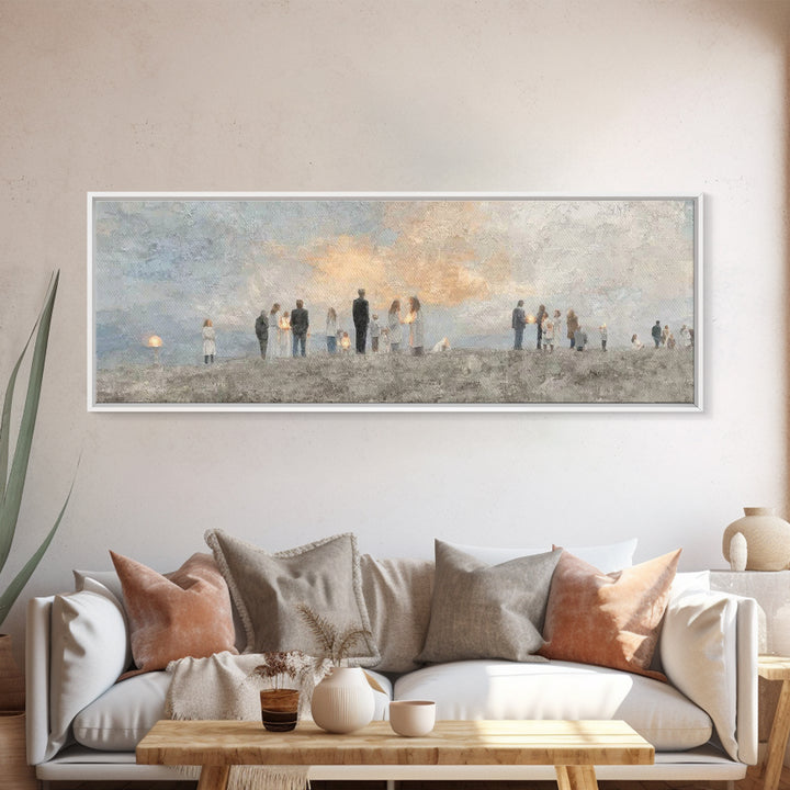 Fields Of Peace, Framed Canvas Print, Christian Art Canvas, Panoramic Frame, Christian Wall Art, Christian Painting, Christmas Art