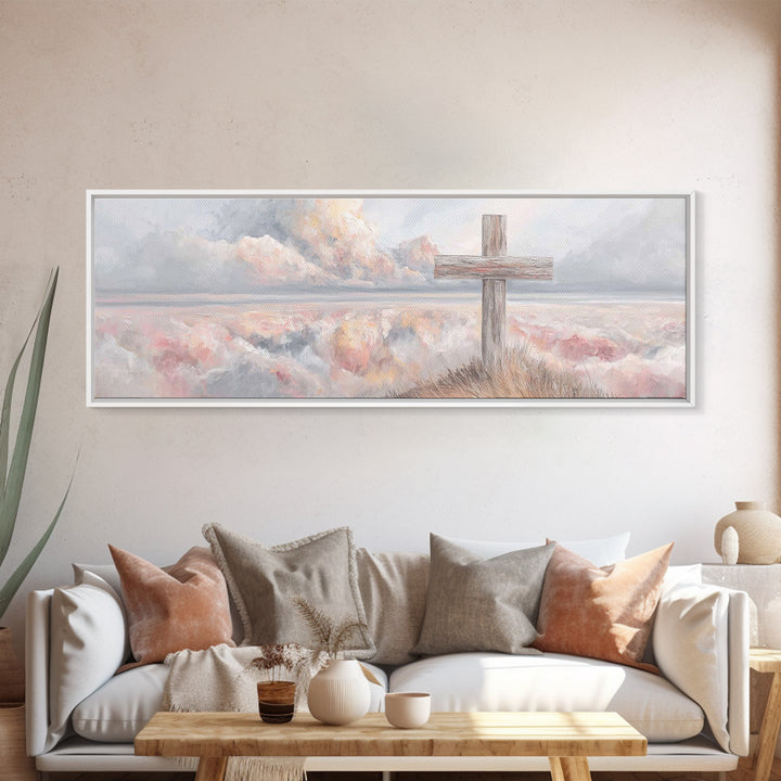 Dawn Of Redemption, Framed Canvas Print, Christian Wall Art, Panoramic Art, Christian Art Canvas, Christian Painting, Christian Decor