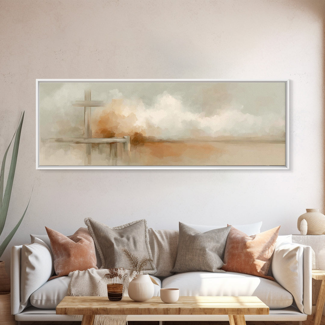 Quiet Redeemer, Framed Canvas Print, Christian Art, Panoramic Print, Christian Painting, Christian Art Canvas, Christian Gift Ideas