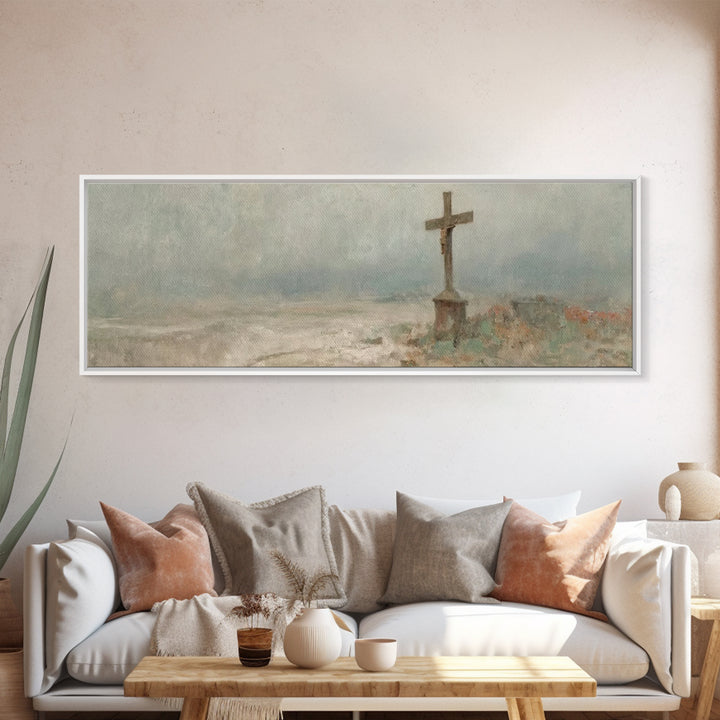 Field Of Salvation, Framed Canvas Print, Christian Art Canvas, Panoramic Art, Christian Painting, Christian Wall Art, Christian Decor