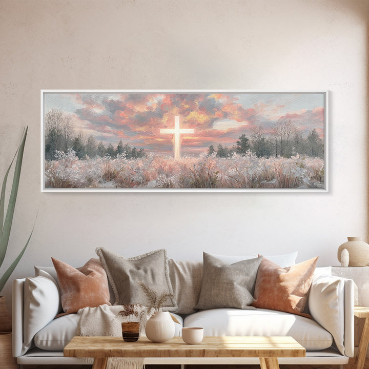 Dawn Of Mercy – Framed Canvas Print – Panoramic Wall Art – Christian Wall Art – Christian Art Canvas – Jesus Painting – Christmas Art