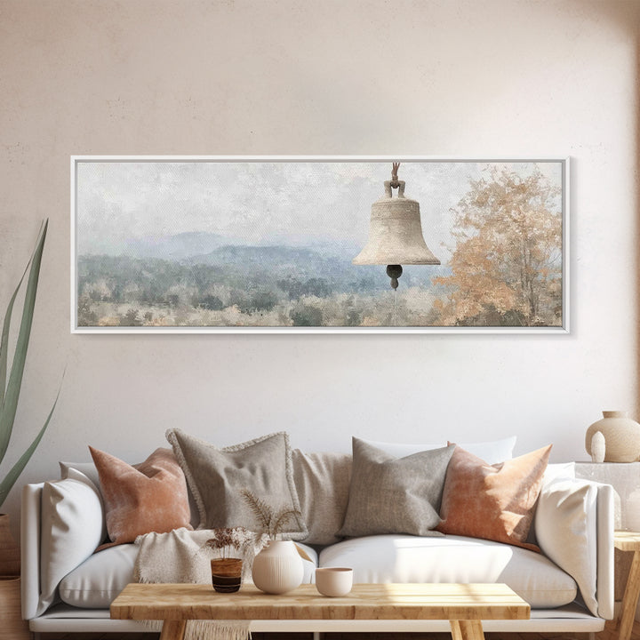 Silent Bell Echoes, Framed Canvas Print, Christian Art Canvas, Panoramic Painting, Christian Wall Art, Christian Painting, Christmas Art, v