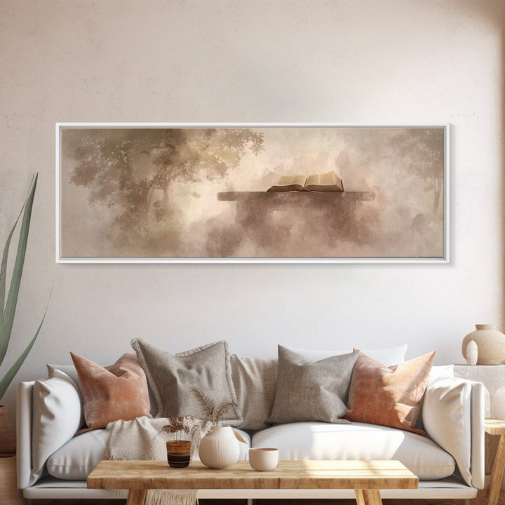 Holy Forest Pages | Framed Canvas Print | Panoramic Art | Christian Art Canvas | Christian Painting | Christian Wall Art | Christmas Art