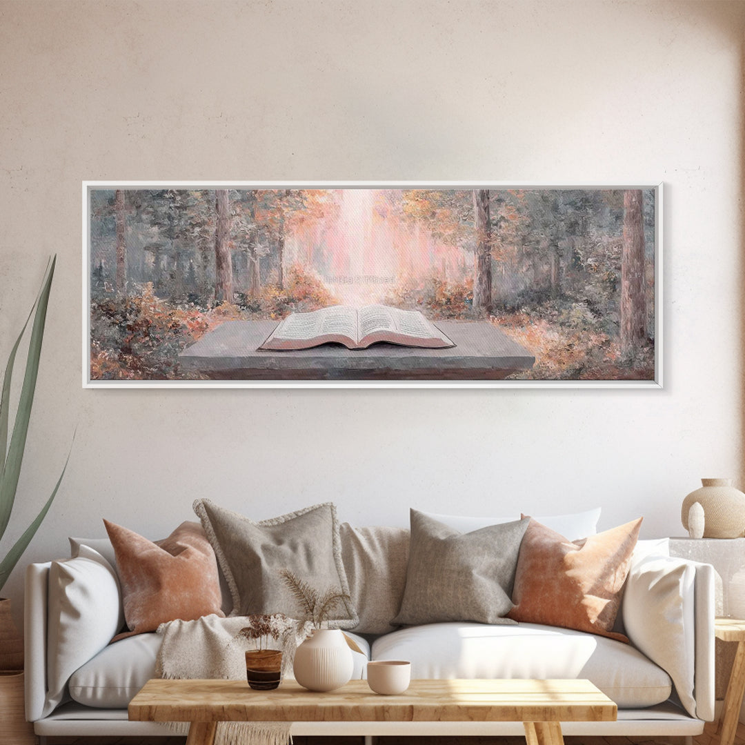 Ancient Faith Path - Framed Canvas Print - Christian Wall Art - Panoramic Painting - Christian Art Canvas - Christian Painting - Christmas