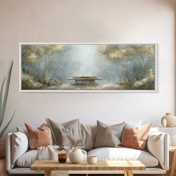 Heavenly Scripture Glow, Framed Canvas Print, Panoramic Wall Art, Christian Art Canvas, Christian Painting, Christian Wall Art, Christmas A