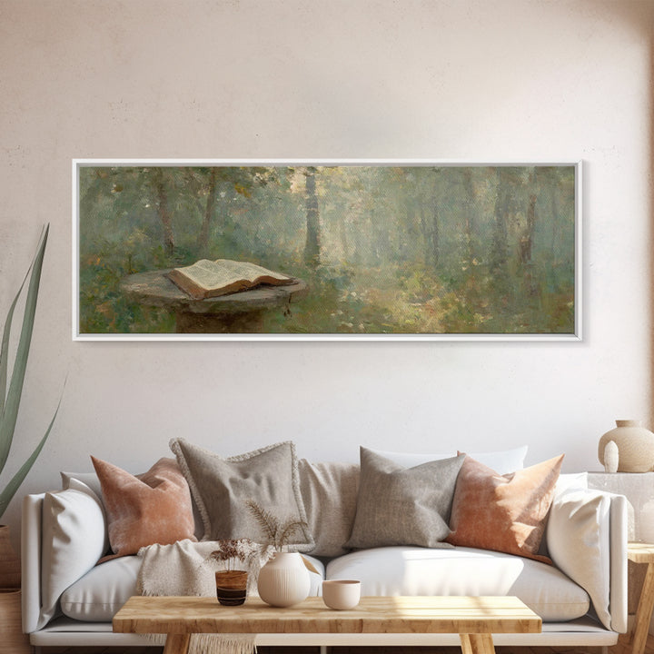 Mystic Bible Dawn | Framed Canvas Print | Panoramic Frame | Christian Wall Art | Christian Painting | Christian Art Canvas | Christmas Art