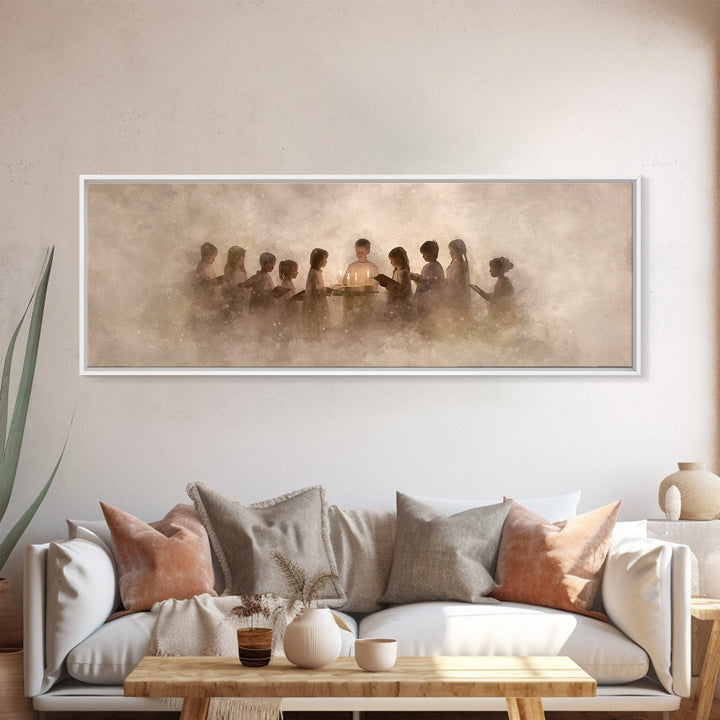 Candle Choir Blessing | Framed Canvas Print | Panoramic Wall Art | Christian Art Canvas | Christian Painting | Christmas Art | Christian Wa