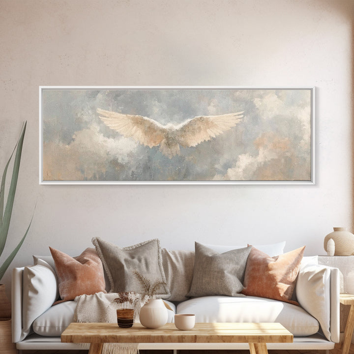 Wings Of Heaven – Framed Canvas Print – Panoramic Art – Christian Art Canvas – Christian Wall Art – subtle Christian art – Christian Painti