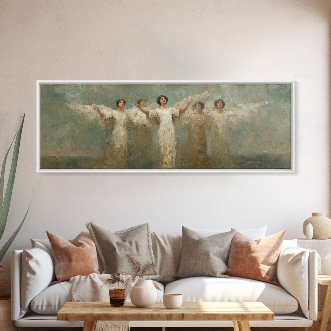 Heavenly Host Arise, Framed Canvas Print, Panoramic Frame, Christian Art Canvas, Christian Painting, Christian Wall Art, Christmas Art, vin