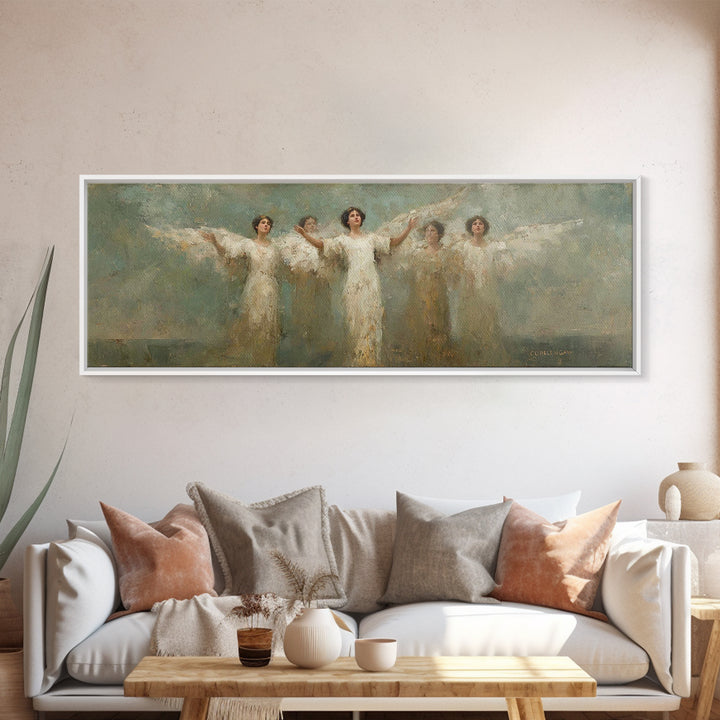 Heavenly Host Arise, Framed Canvas Print, Panoramic Frame, Christian Art Canvas, Christian Painting, Christian Wall Art, Christmas Art, vin