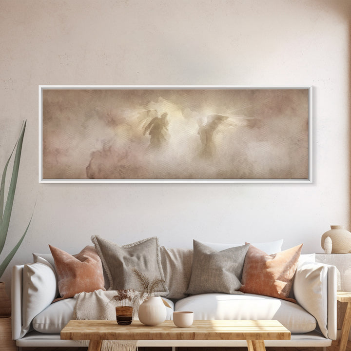 Angels In The Mist | Framed Canvas Print | Panoramic Painting | Christian Art Canvas | Christian Wall Art | Christian Painting | Christmas