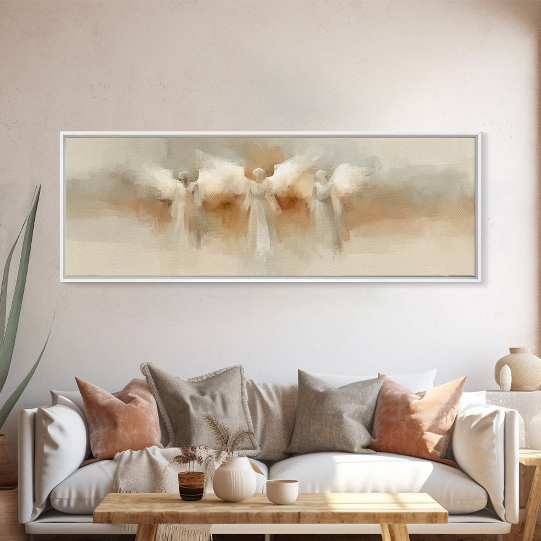 Heavenly Dawn Choir, Framed Canvas Print, Christian Wall Art, Christian Art Canvas, Panoramic Art, Christmas Art, Christian Decoration