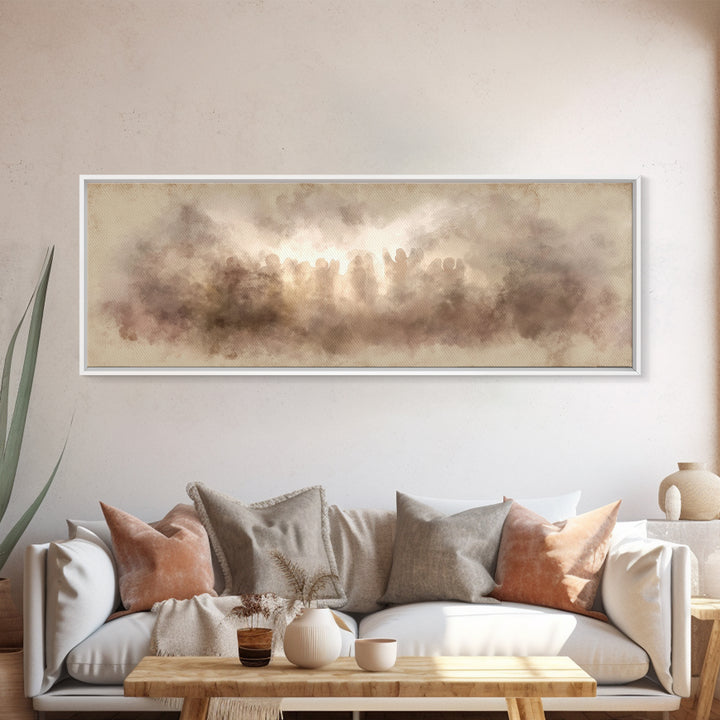 Heaven’s Gentle Heralds | Framed Canvas Print | Christian Art Canvas | Panoramic Frame | Christian Wall Art | Christmas Art Work | Subtle C