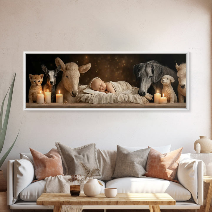 Holy Night Watch | Framed Canvas Print | Panoramic Art | Christian Wall Art | Christian Art Canvas | Christmas Art | Modern Christian Art