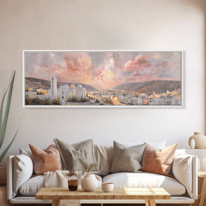 Nazareth Night Sky, Framed Canvas Print, Christian Art Canvas, Jesus Painting, Christmas Wall Art, Panoramic Print, Christian Gift