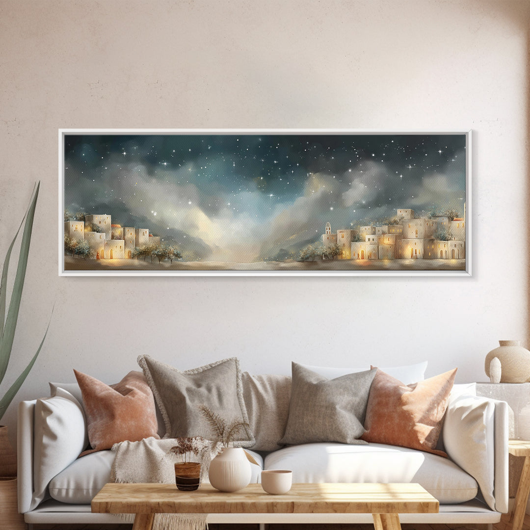 Guiding Star Path - Framed Canvas Print - Christian Art Print - Christmas Art Work - Jesus Canvas Art - Panoramic Wall Art - Christian Deco