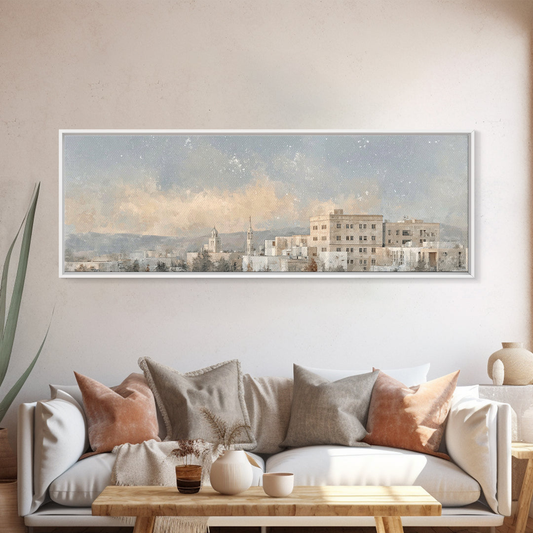 Temple Valley Glow | Framed Canvas Print | Christian Wall Art | Christian Art Canvas | Christmas Art Prints | Panoramic Art | Christian Gif