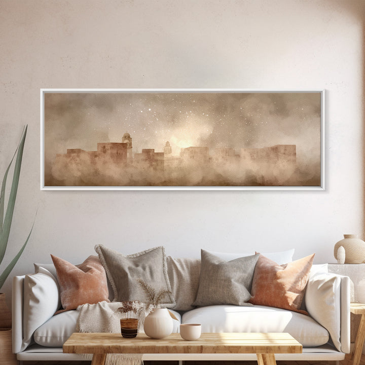 Bethlehem Dawn Haze, Framed Canvas Print, Christian Wall Art, Christian Art Canvas, Christmas Art Work, Panoramic Art, Christian Gift