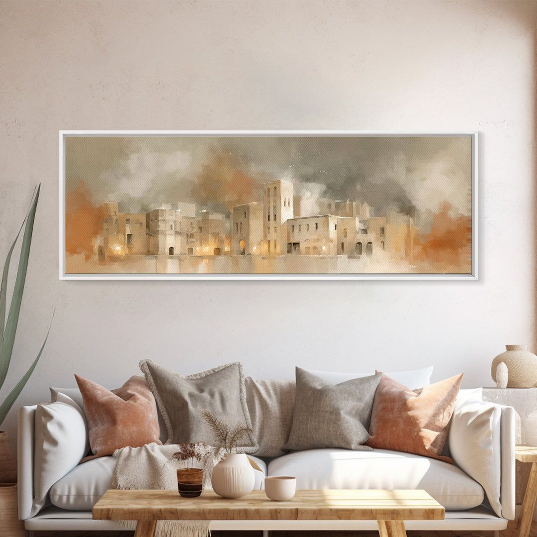 City of Promise – Framed Canvas Print – Christian Christmas Art – Christmas Wall Art – Christian Art Canvas – Panoramic Painting – Christia