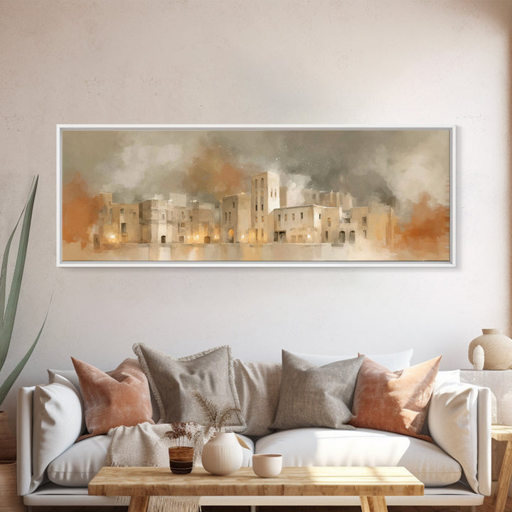 City of Promise – Framed Canvas Print – Christian Christmas Art – Christmas Wall Art – Christian Art Canvas – Panoramic Painting – Christia