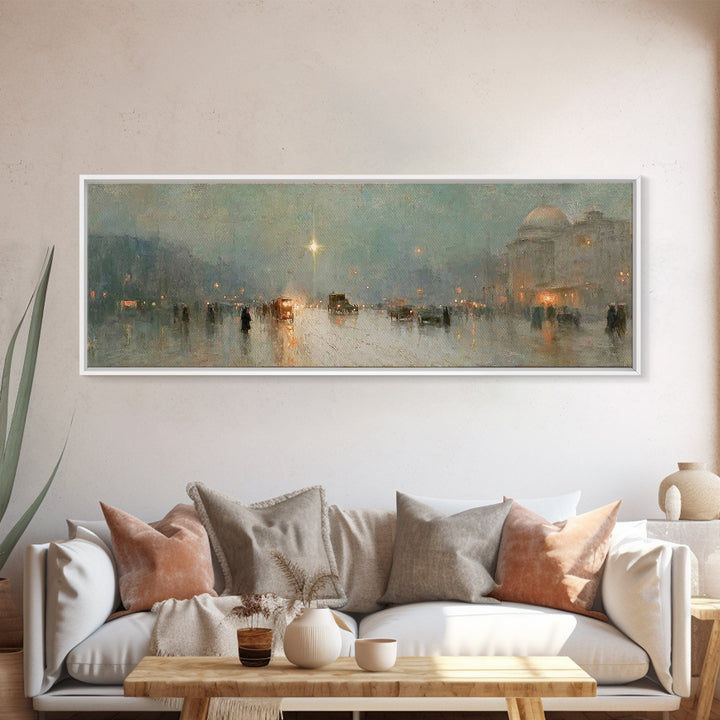 Midnight Star Road – Framed Canvas Print – Christmas Art Prints – Christian Wall Art – Christian Art Canvas – Panoramic Frame – Christian A
