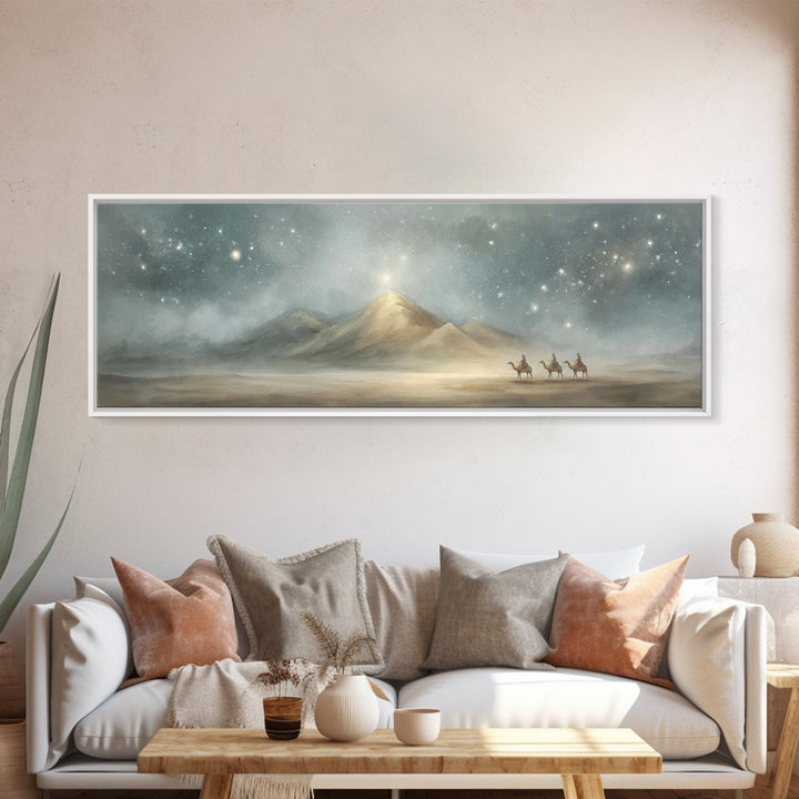 Guided By Heaven – Framed Canvas Print – Christian Art – Christmas Art Prints – Panoramic Art – Christian Art Canvas – Christian Christmas