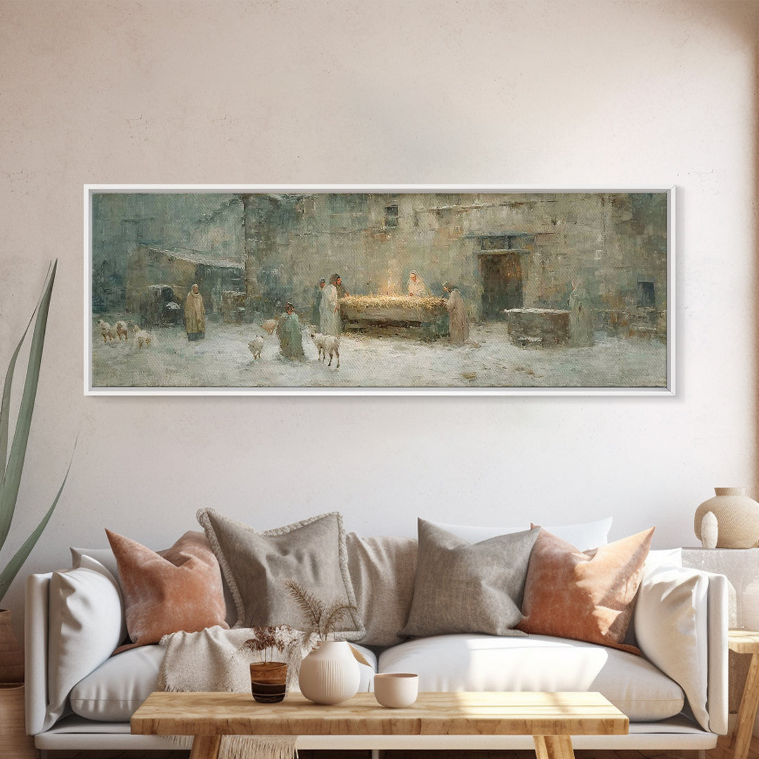 Dawn Of The Savior | Framed Canvas Print | Panoramic Painting | Christian Wall Art | Christian Art Canvas | Christmas Art | Framed Christma