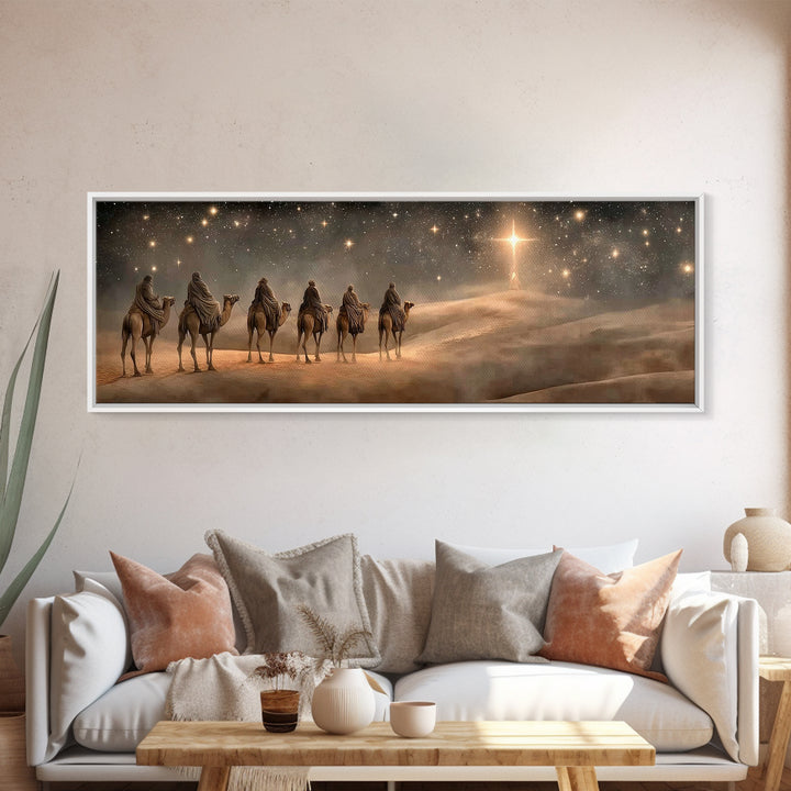 Journey to the Light, Framed Canvas Print, Christian Christmas Art, Christian Art Canvas, Christmas Wall Art, Panoramic Art, Christian Gift