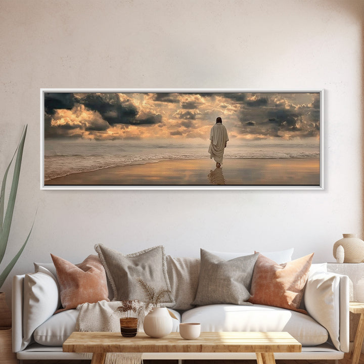 Sacred Morning Light | Framed Canvas Print | Christian Wall Art | Modern Jesus Art | Panoramic Painting | Christian Art Print | Christmas A