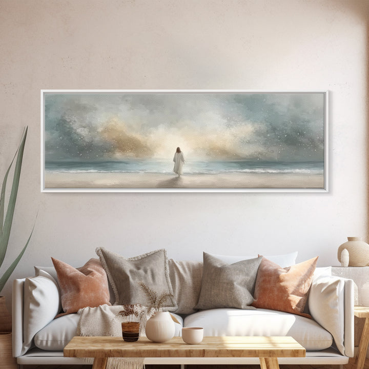 Guiding Peace Horizon, Framed Canvas Print, Christian Art Print, Jesus Painting Canvas, Panoramic Frame, Christian Christmas Art, Christian