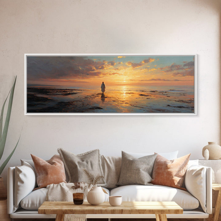 Celestial Tide Journey – Framed Canvas Print – Christian Wall Art – Jesus Canvas Art – Panoramic Painting – Large Christian Art – Christmas