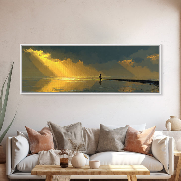 Mercy At Daybreak | Framed Canvas Print | Christian Art Canvas | Jesus Wall Art | Panoramic Art | Christian Christmas Decor | Christian Pai