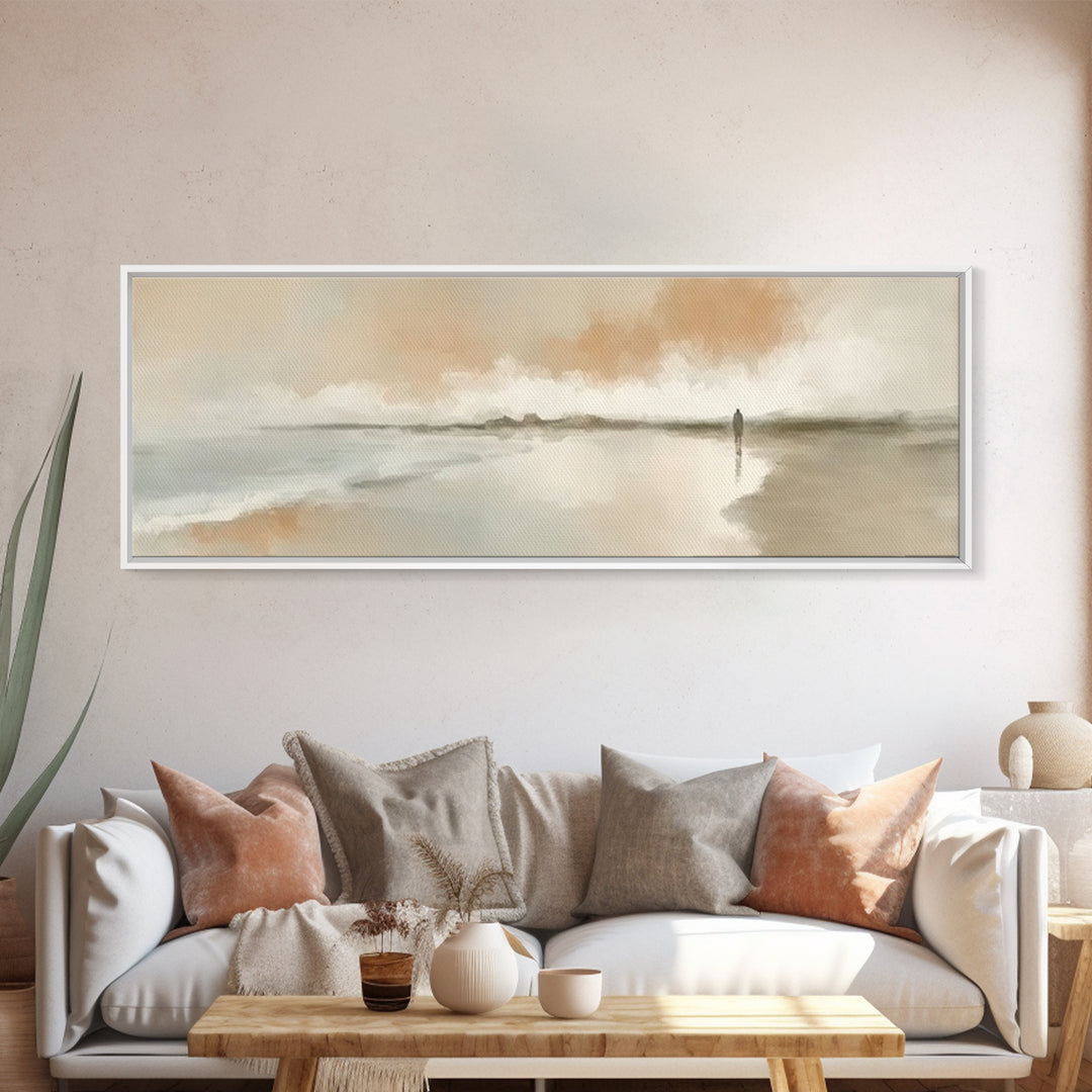 Holy Quiet Shore, Framed Canvas Print, Christian Art Work, Jesus Painting, Panoramic Print, Subtle Christian Art, Christmas Wall Art