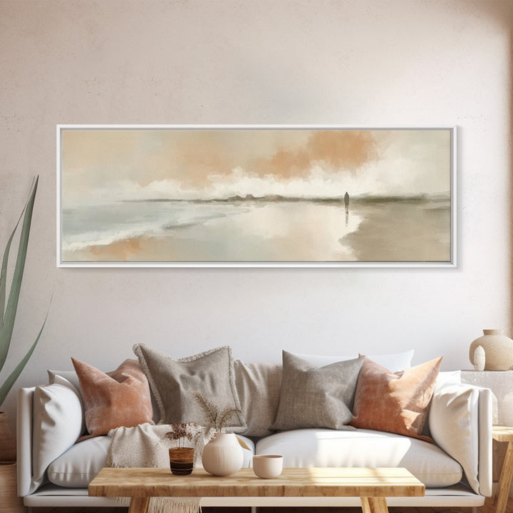 Holy Quiet Shore, Framed Canvas Print, Christian Art Work, Jesus Painting, Panoramic Print, Subtle Christian Art, Christmas Wall Art