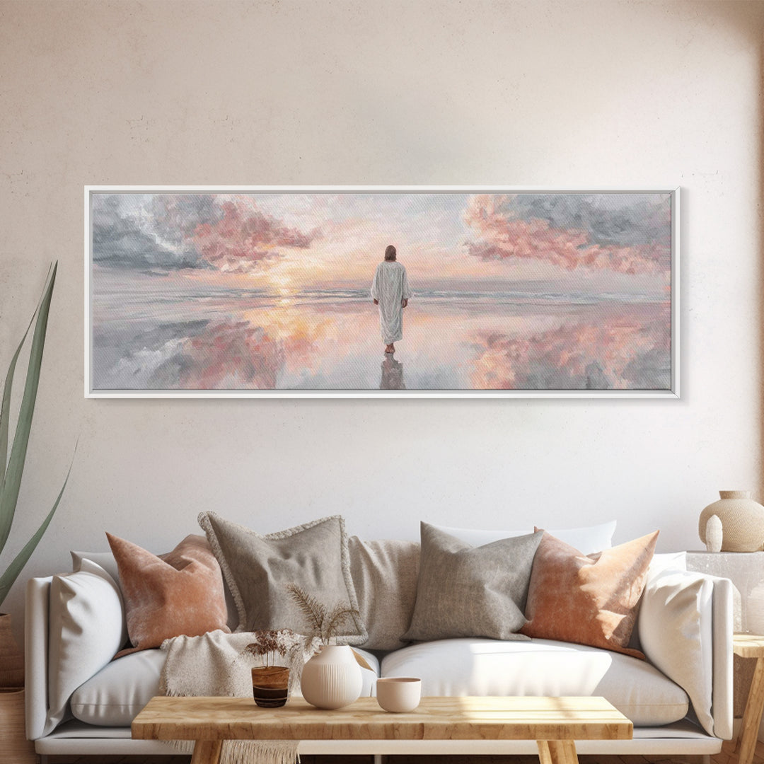 Radiant Promise Sky – Framed Canvas Print – Christian Art Painting – Jesus Art Print – Panoramic Wall Art – Modern Christian Art – Christma