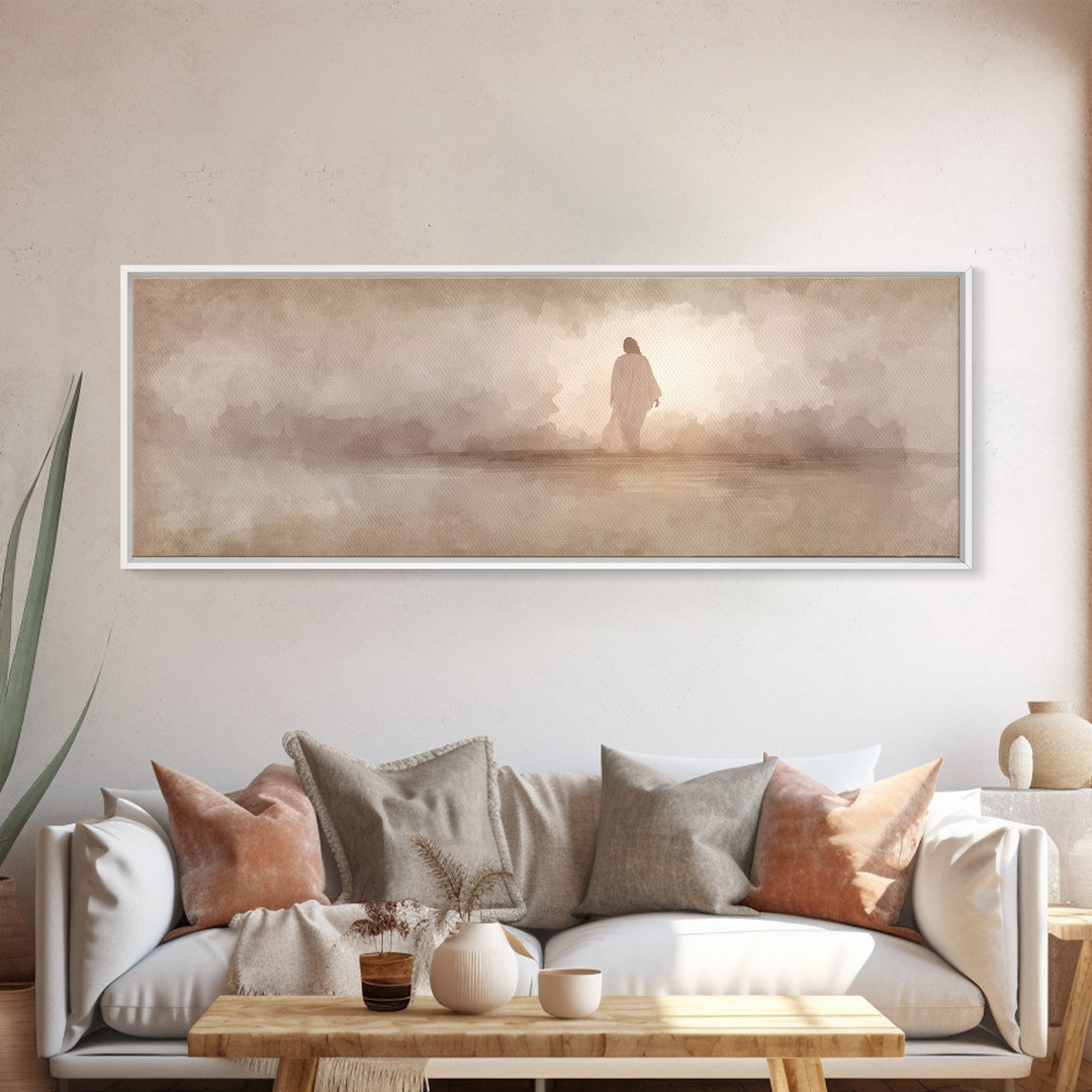 Still Waters Grace | Framed Canvas Print | Christian Paintings | Jesus Canvas Art | Panoramic Painting | Christian Decor | Christmas Art