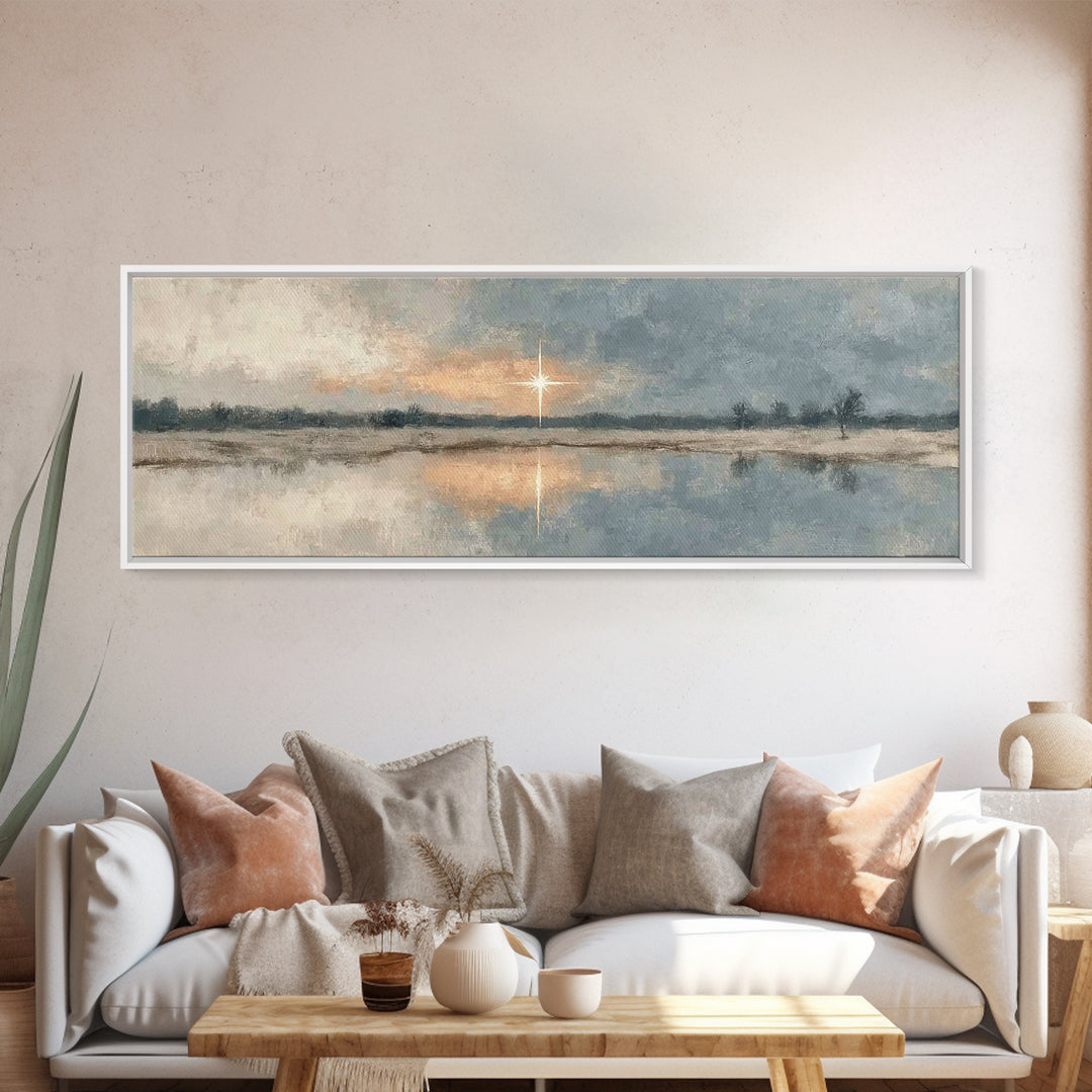 Star Of Promise, Framed Canvas Print, Panoramic Wall Art, Christian Wall Art, Christian Art Canvas, Christmas Art, Christian Gift Ideas