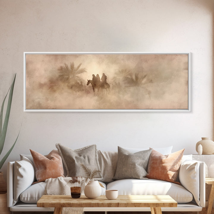 Palm Road Procession – Framed Canvas Print – Christian Art Print – Jesus Painting – Panoramic Print – Christian Christmas Art – Christian W