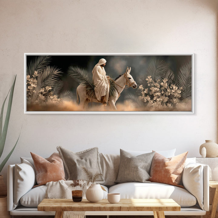 Mountain Grace | Framed Canvas Print | Christian Art Canvas | Panoramic Painting | Jesus Art Print | Christian Decor | Moody Christian Art