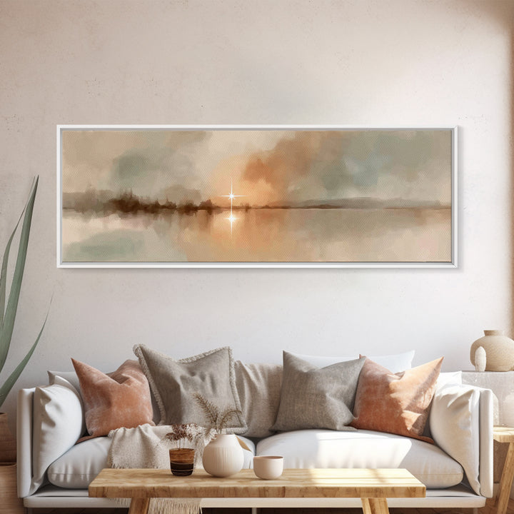 Evening Star Reflection | Framed Canvas Print | Panoramic Frame | Christian Wall Art | Christian Art Canvas | Christmas Art | Moody Christm