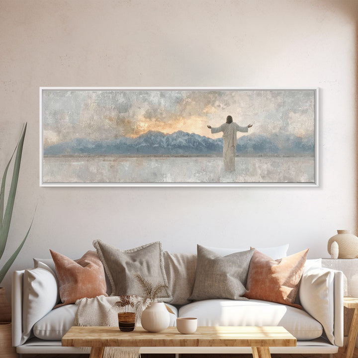Horizon Of Mercy – Framed Canvas Print – Christian Wall Art – Panoramic Wall Art – Christian Art Canvas – Jesus Painting – Christian Christ