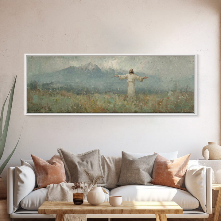 Valley Of Sacred Peace – Framed Canvas Print – Panoramic Painting – Christian Art Canvas – Christian Art – Jesus Painting