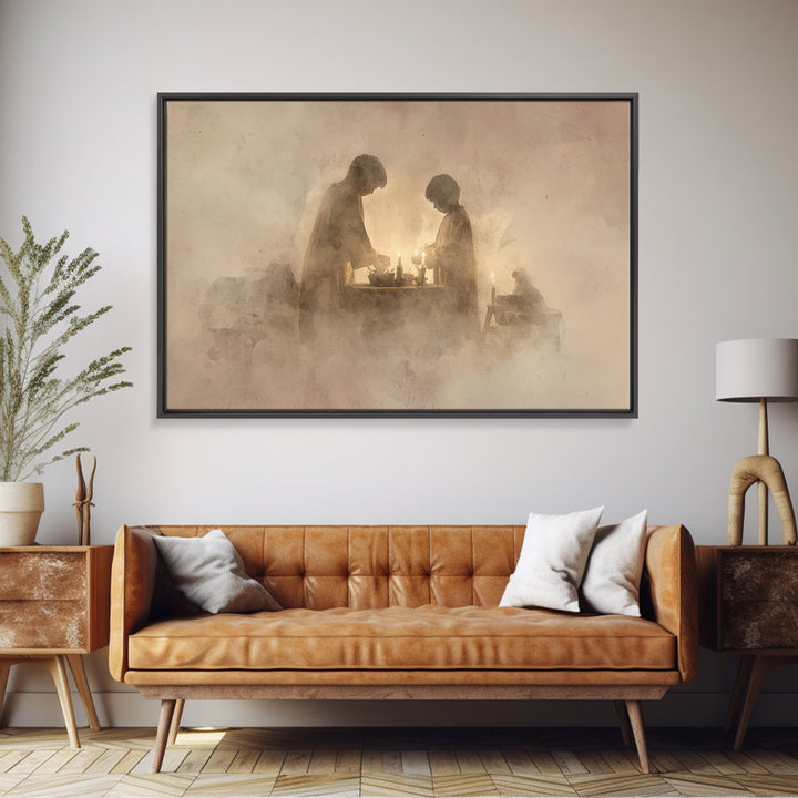 Holy Candle Prayer – Framed Canvas Print – Christian Art Canvas – Christian Wall Art – Christmas Art – Christian Christmas Art – Christian