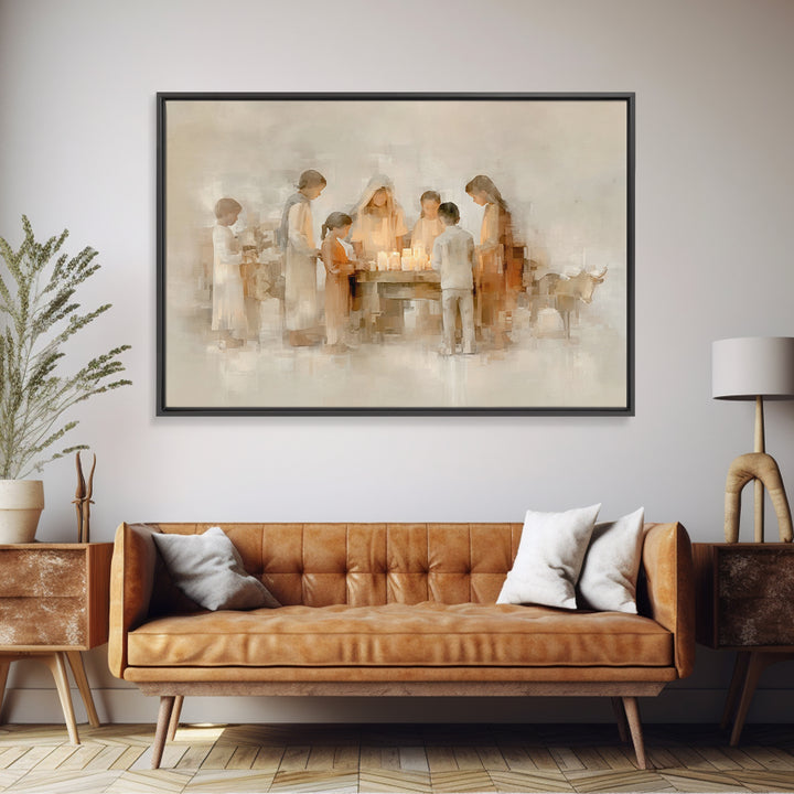 Gathered In Grace – Framed Canvas Print – Christmas Art – Christian Art Canvas – Christian Wall Art – Christian Christmas Art – Christian G