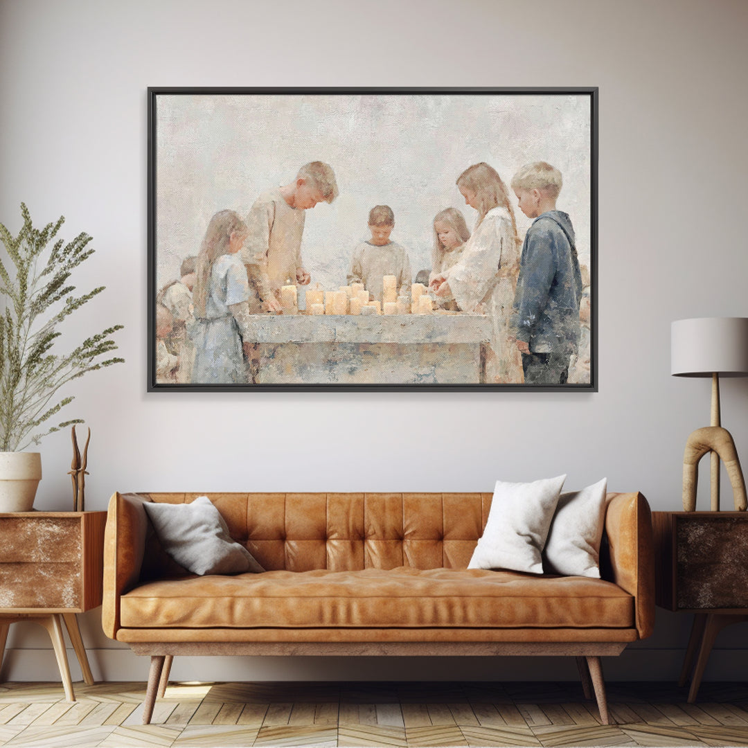 Faithful Kindling – Framed Canvas Print – Christian Christmas Art – Christian Art Canvas – Christian Wall Art – Christmas Art – Christian D