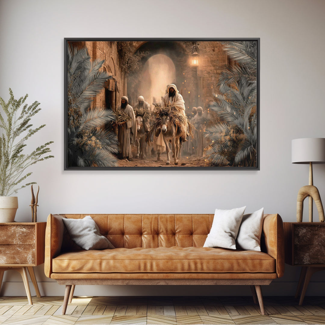 Entry Of Peace - Framed Canvas Print - Christian Art Canvas - Christian Wall Art - Jesus Painting - Christmas Art Prints - Christian Decor