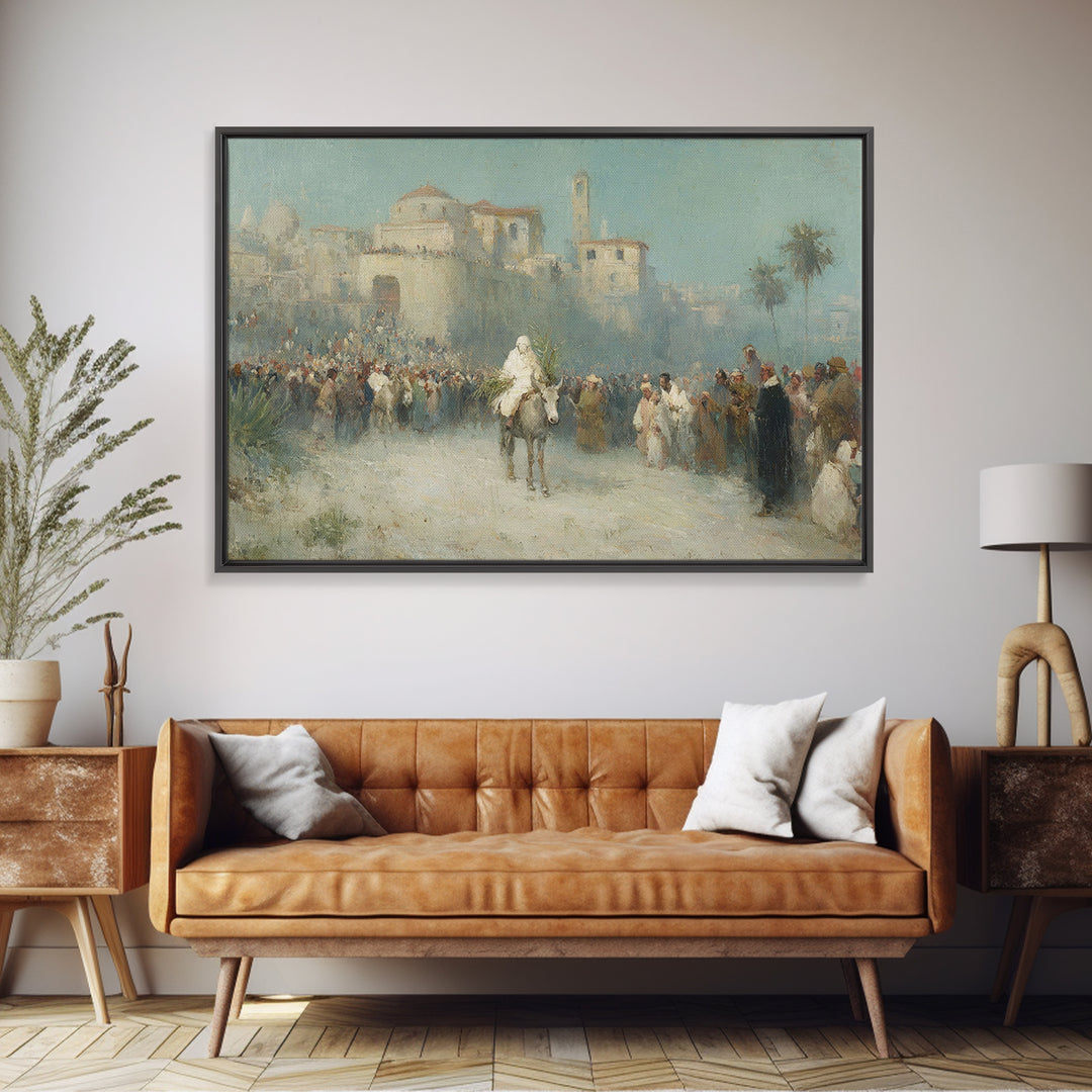 Palm Path Journey - Framed Canvas Print - Christian Art Canvas - Christian Christmas Art - Jesus Painting - Christian Wall Art - Christian