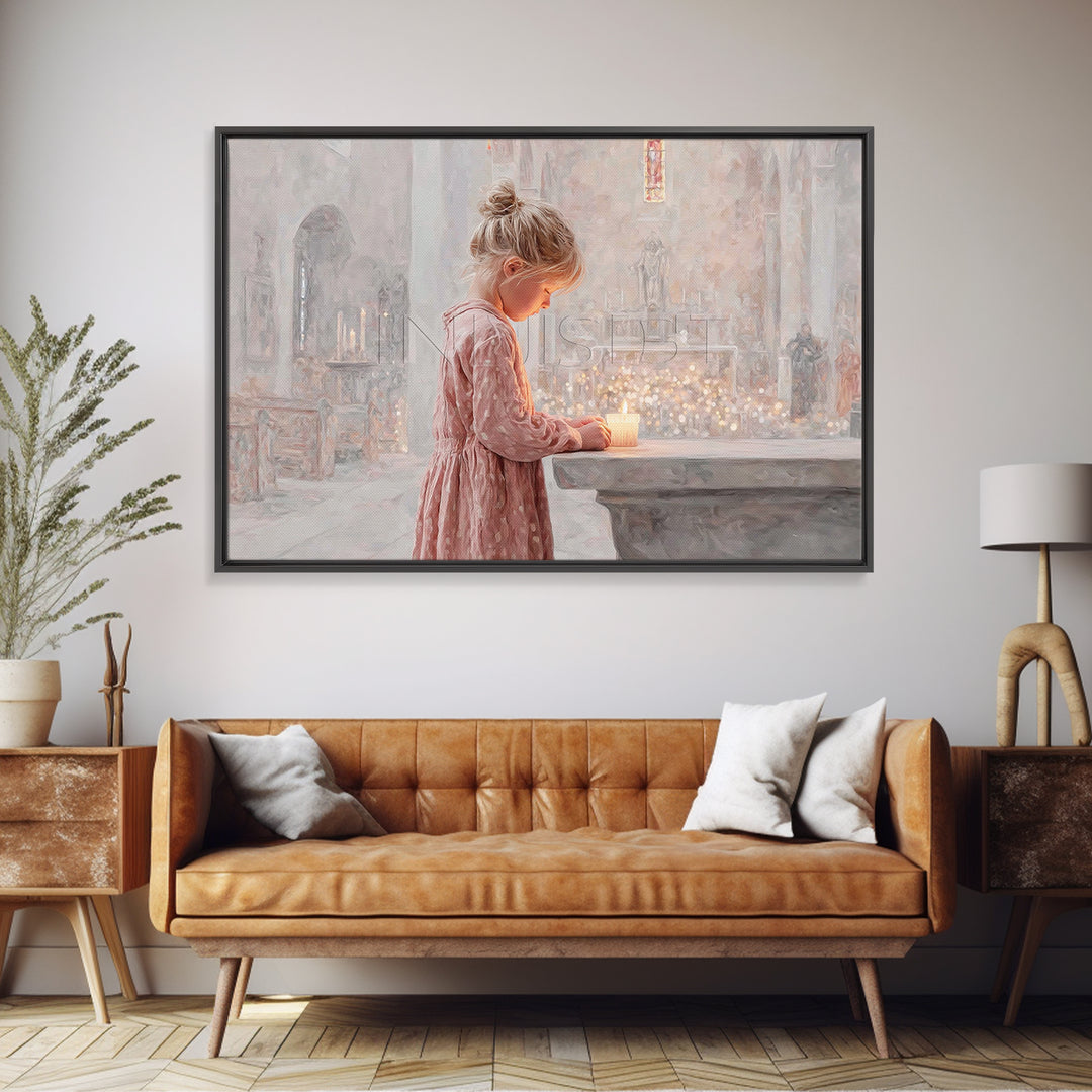 Sacred Candle Light – Framed Canvas Print – Christian Wall Art – Christian Art Print – Subtle Christian Art – Christian Gift Ideas