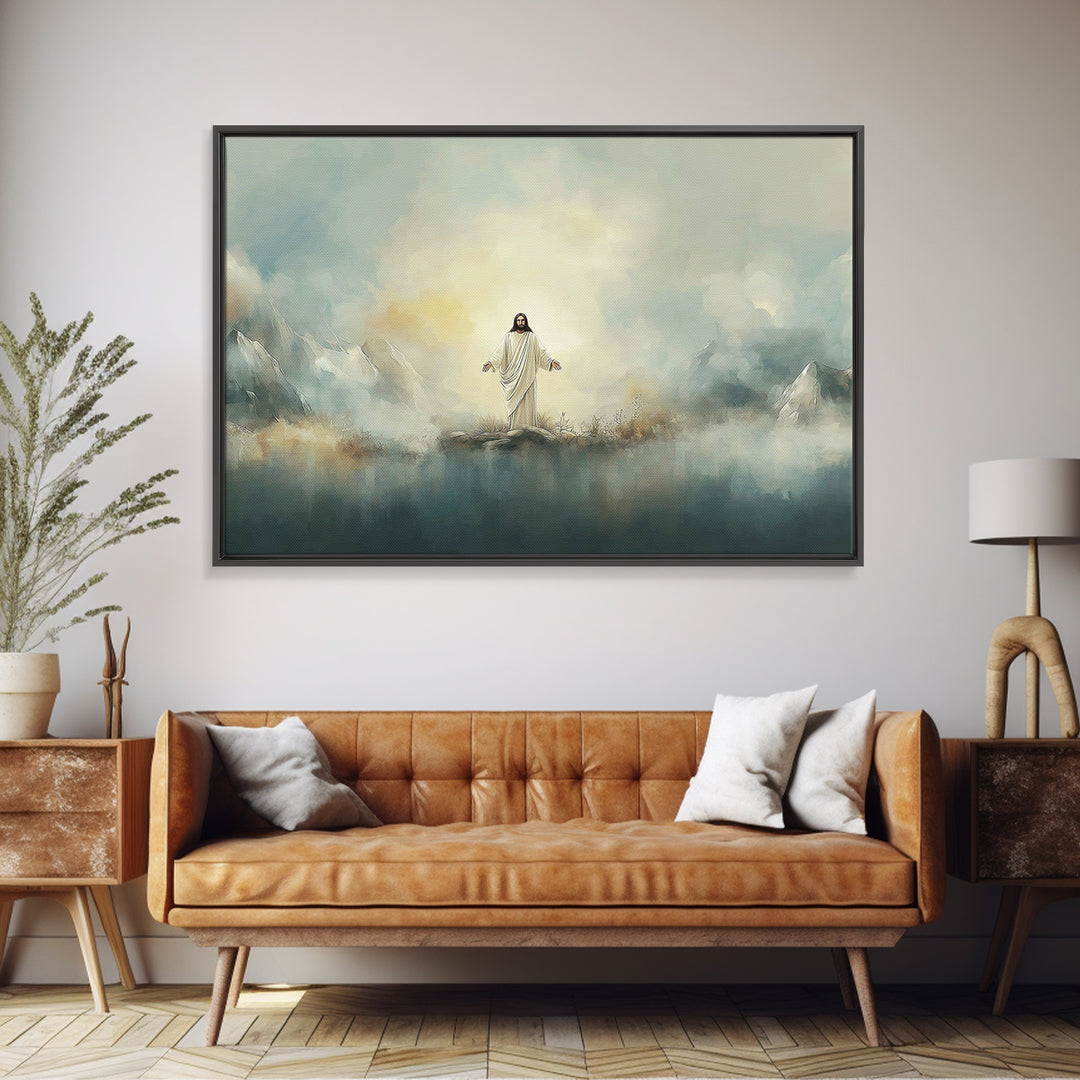 Glory On The Heights – Framed Canvas Print – Christian Art Canvas – Christian Painting – Jesus Painting – Christian Wall Art – Large Christ